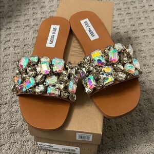 Steve Madden Brown Sandals with Iridescent Embellishments